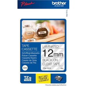 Brother Black On Clear Label Tape 12mm x 4m - TZE131S