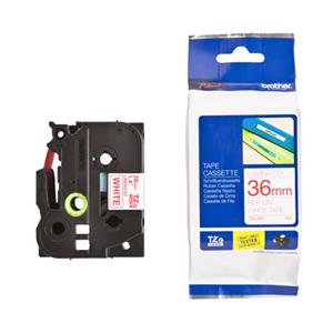 Brother TZE262 Red on White 8m x 36mm Gloss Tape