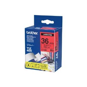 Brother TZE461 Black on Red 8m x 36mm Gloss Tape