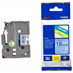 Brother TZE541 Black on Blue 8m x 18mm Gloss Tape