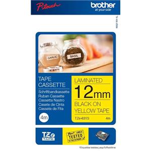 Brother TZE631 Black-on-Yellow Labelling Tape