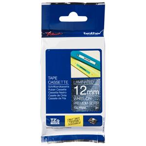 Brother TZEPR935 White-on-Premium-Silver 12mm Labelling Tape