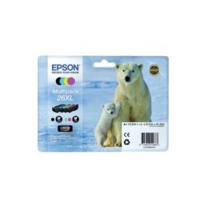Epson C13T26364010 (26XL) Ink Cartridge Multi Pack BKCMY High Capacity XL 1x500 3x700 12ml 3x10ml Pack=4