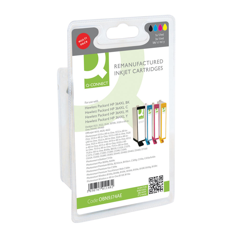 Q-Connect HP 364XL Ink Cartridge High Yield Colour [Pack of 4]