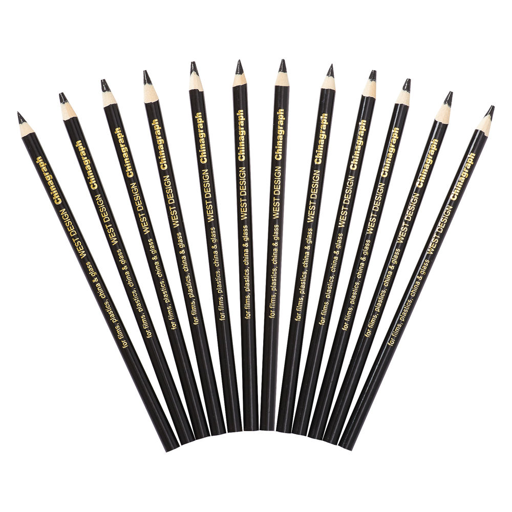 West Design Chinagraph Pencil Black [Pack of 12]