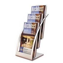 Literature Holder Countertop Three-Tiered Clear Pockets for Leaflets Silver