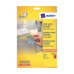 Avery Coloured Labels Laser 24/Sheet 63.5x33.9mm Red [480 Labels]