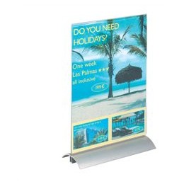 Durable Presenter Sign and Literature Holder Desktop Acrylic with Metal Base A4 Clear - 858919