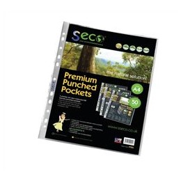 SECO ECO Biodegradable Multi Punched Pocket Polypropylene A4 80 Micron Top Opening Clear (Pack 50) - PP80