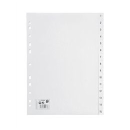 Concord Index 1-15 Multipunched 120 micron A4 Polypropylene White