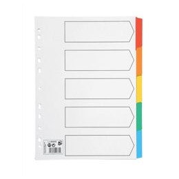 Value Divider 5 Part A4 Card White 150GSM with Coloured Mylar Tabs - 80018DENT
