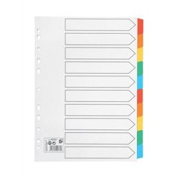 Value Divider 10 Part A4 Card White 150GSM with Coloured Mylar Tabs - 80019DENT