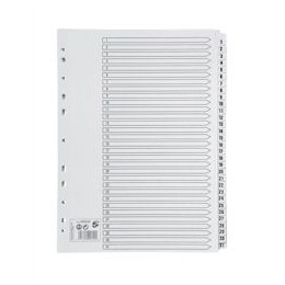 Value Index 1-31 A4 Card White 150GSM with White Mylar Tabs - 80050DENT