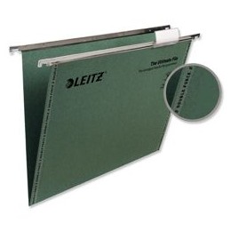 Leitz Ultimate Suspension File Recycled V-Base Foolscap Green [Pack 50]