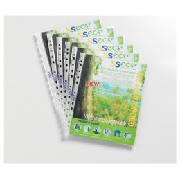 SECO ECO Biodegradable Multi Punched Pocket Polypropylene A4 50 Micron Top Opening Clear (Pack 100) - PP50