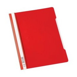 Durable Clear View Folder Plastic with Index Strip Extra Wide A4 Red [Pack of 50]