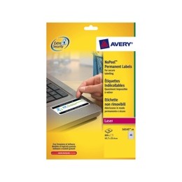 Avery NoPeel Labels Tamper-proof Durable 40/Sheet 45.7x25.4mm White [800 Labels]