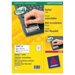 Avery NoPeel Labels Tamper-proof Durable 24/Sheet 63.5x33.9mm White [480 Labels]