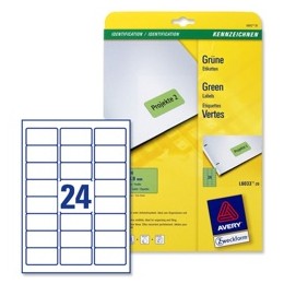 Avery Coloured Labels Laser 24/Sheet 63.5x33.9mm Green [480 Labels]