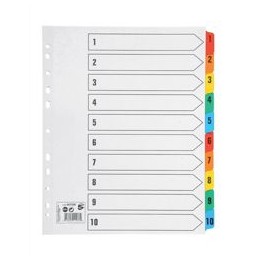 Value Index 1-10 A4 Extra Wide Card White 160GSM with Coloured Mylar Tabs - 824253