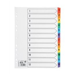 Value Index 1-12 A4 Card White 150GSM with Coloured Mylar Tabs - 80020DENT