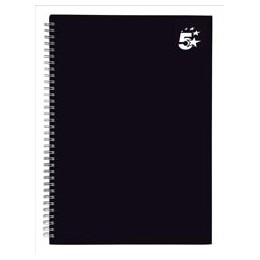 Value A4 Wirebound Hard Cover Notebook Ruled 160 Pages [Pack of 5]