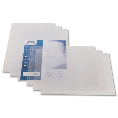 Elba Polypropylene Pockets A3 Upright Top Open Clear [Pack of 100] alternative image 3