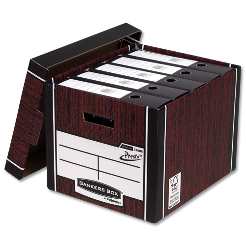 Fellowes Premium Tall Storage Boxes Woodgrain [Pack of 10] alternative image 2