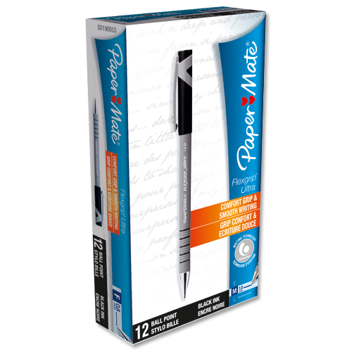 PaperMate Flexgrip Ball Pen Medium Black [Pack of 12] alternative image 2