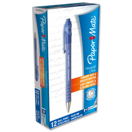 PaperMate Flexgrip Ball Pen Retractable Blue [Pack of 12] alternative image 2