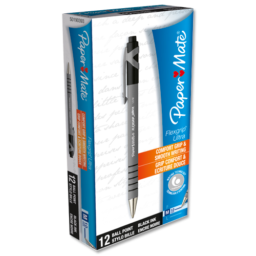 PaperMate Flexgrip Ball Pen Retractable Black [Pack of 12] alternative image 2