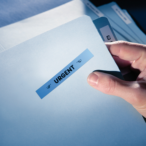 Dymo D1 Labels 12mm Black on Blue alternative image 5