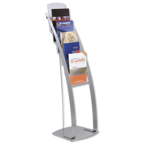 Deflecto 6 Pocket Floor Stand Silver alternative image 3