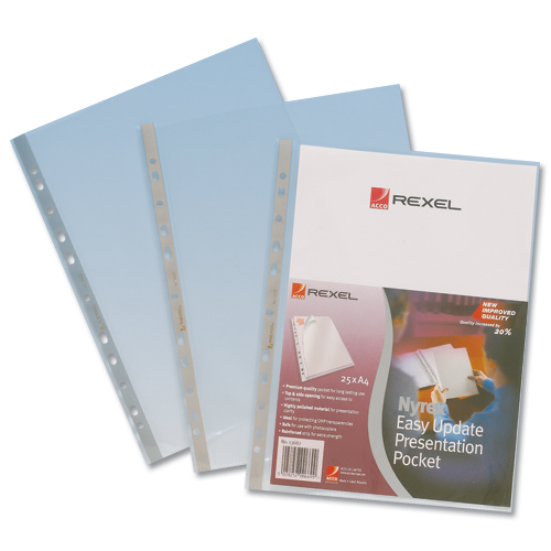 Rexel Nyrex Top and Side Opening Punched Pockets [Pack of 25] alternative image 3