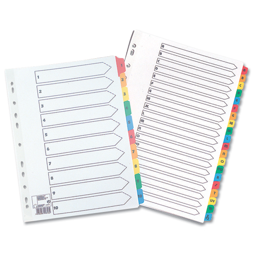Value Divider 10 Part A4 Card White 150GSM with Coloured Mylar Tabs - 80019DENT alternative image 2
