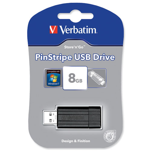 Verbatim Pinstripe USB Pen Drive 8Gb Black alternative image 3