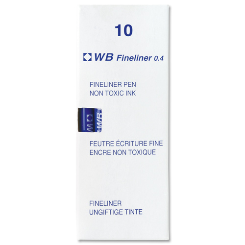 Fineliner Pens 0.4mm Blue [Pack of 10] alternative image 2