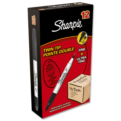 Sharpie Twin Tip Marker Black [Pack of 12] alternative image 2
