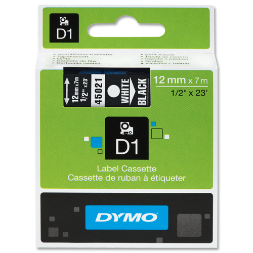 Dymo D1 Labels 12mm White on Black alternative image 3