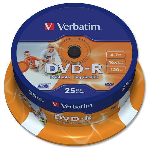 Verbatim DVD-R 16x Printable [Spindle of 25] alternative image 3