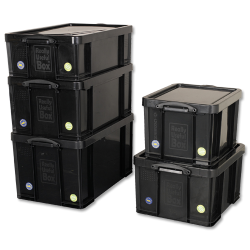 Really Useful 35 Litre Recycled Box Black alternative image 2