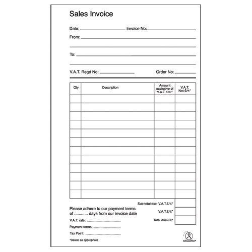 Challenge Duplicate Book 210x130mm Invoice Layout with VAT [Pack of 5] alternative image 2