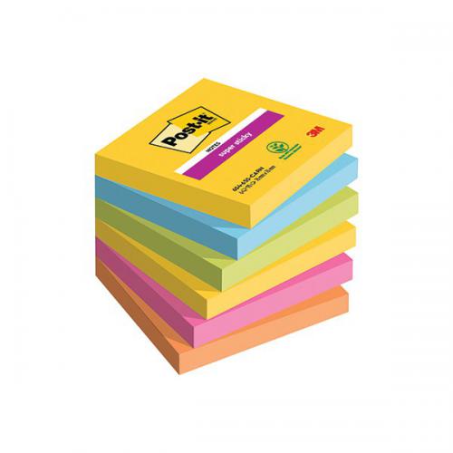 Post-It Super Sticky Z-Notes 76x76mm 90 Sheets Carnival [Pack of 6]