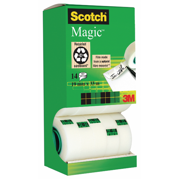 Scotch 19x33m Magic Tape Tower Pack with 2 Free Rolls [Pack of 12+2]