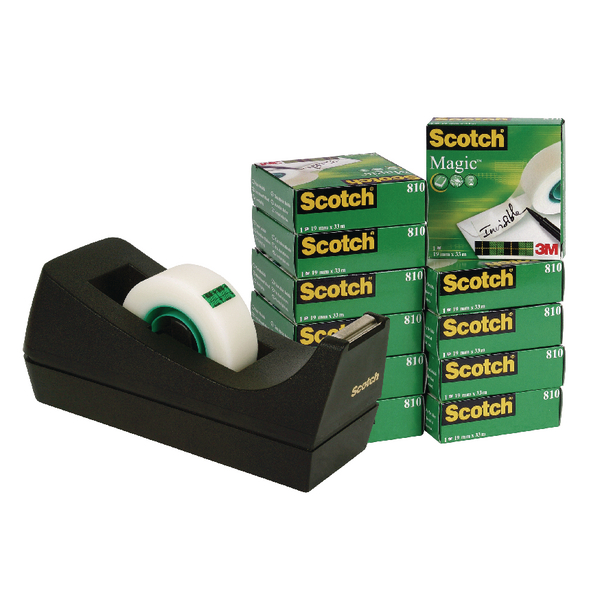 Scotch Magic Tape 19mmx33m with Free Dispenser [Pack of 12+1 Dispenser]