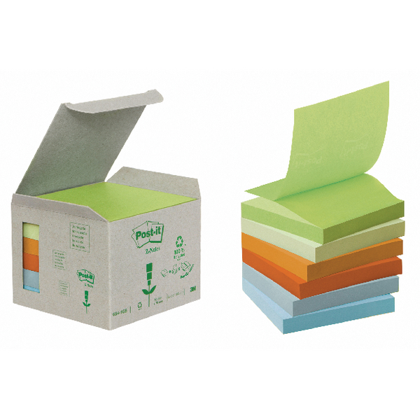Post-It Recycled Z-Notes 76x76 Yellow [Pack of 6]