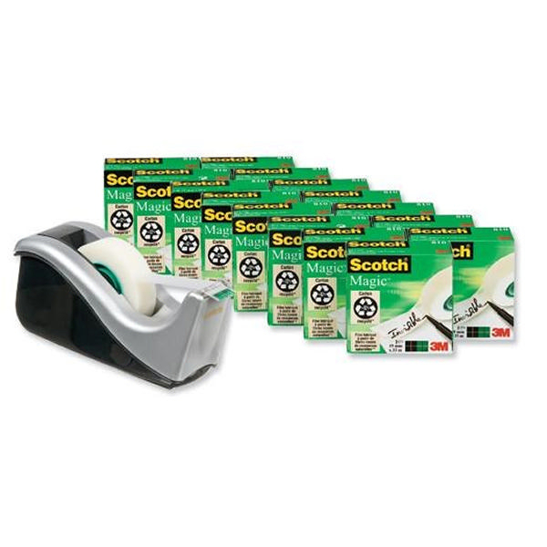 Scotch 810 Magic Tape with Free Dispenser [Pack 16+1 Dispenser]