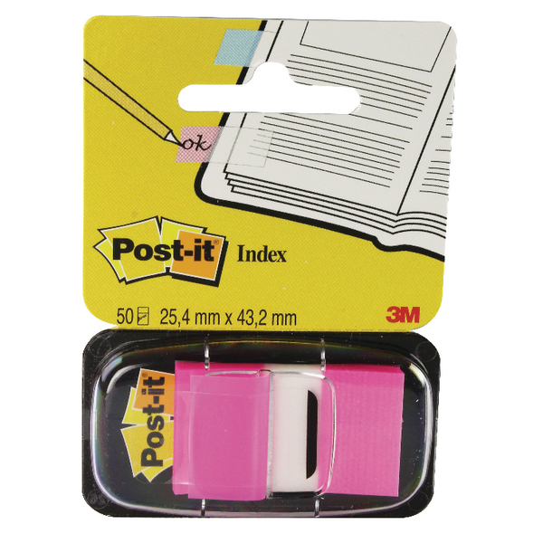 Post-It Index Tabs 25mm Bright Pink [Pack of 12]