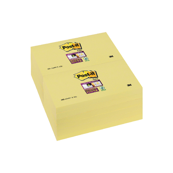 Post-It Super Sticky Canary Yellow 76x127mm [Pack of 12]