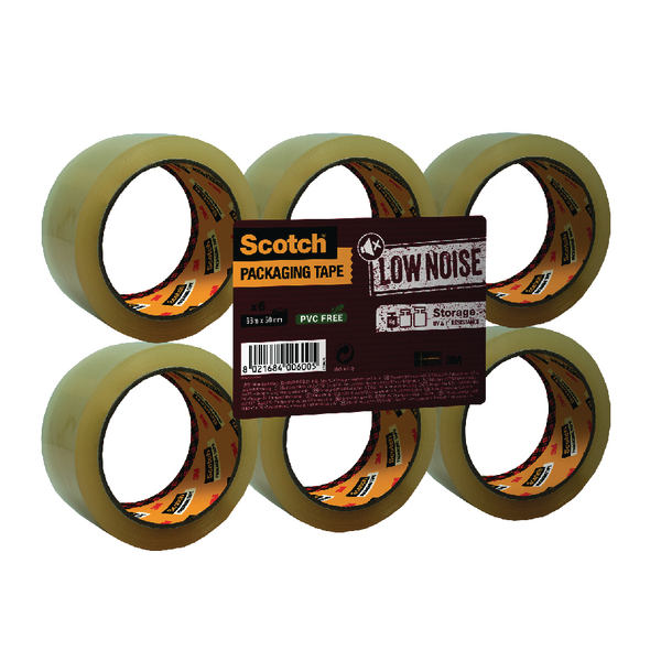 Scotch Low Noise Tape 48mmx66m Clear [Pack of 6]